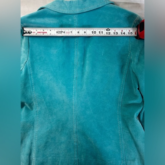 KAREN KANE Blue Suede Leather Blazer Jacket Women’s Medium - Picture 11 of 15